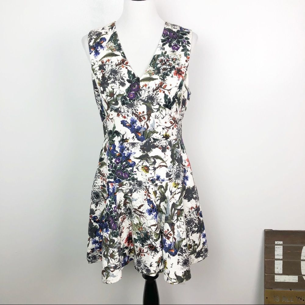 Rebecca Taylor Textured Floral Drop Waist Dress
